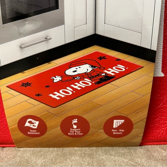 PEANUTS SNOOPY HO! HO! HO! CHRISTMAS RED Anti-Fatigue Kitchen MAT 18x30 New - Picture 4 of 6